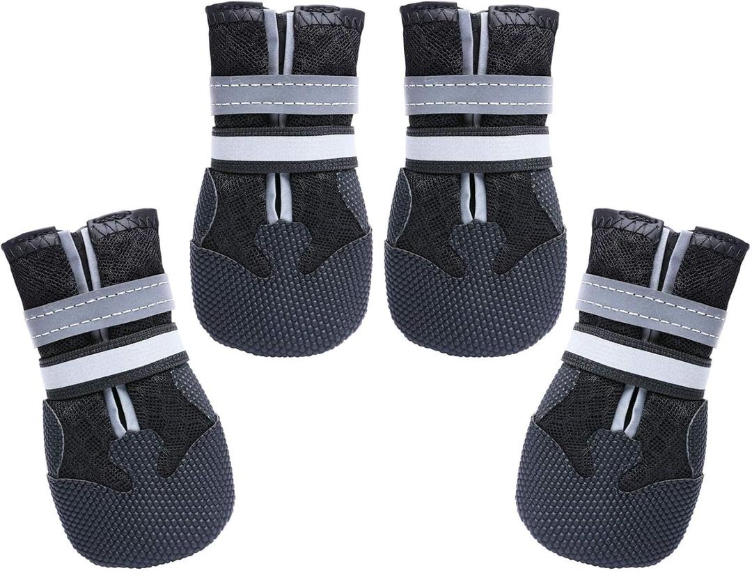 Dimicoo Breathable Dog Boots for Medium Large Dogs,Non-Slip Dog Shoes for Winter Snow and Summer Hot Pavement,Lightweight Paw Protector Dog Booties for Outdoor Walking Indoor Hardwood Floors (L ( Insole Width 2.6" ) for 44~66lb)