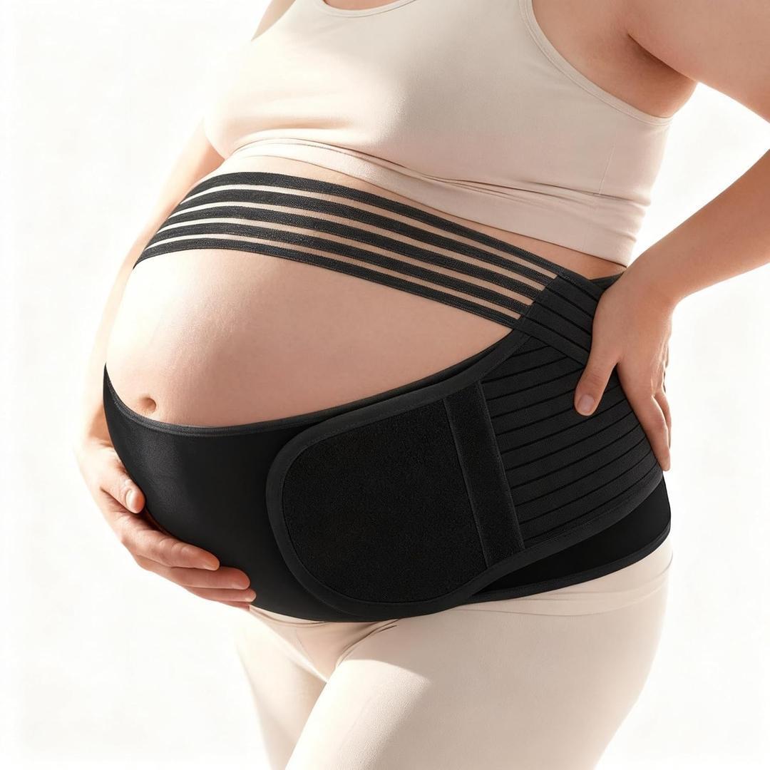 Plus Size Pregnancy Belly Band Extra Large Maternity Support Belt for Belly, Waist & Back Pain Relief Adjustable & Breathable Belly Band for 3XL/4XL Moms (Fits Waist 43"-59", Black)