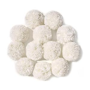 Pack of 12 Yarn Pom Poms for Hats 8CM-3INCH Party Supplies Handmade Detachable Art and Craft Fuzzy Pom Poms Decorative Accessories (White)