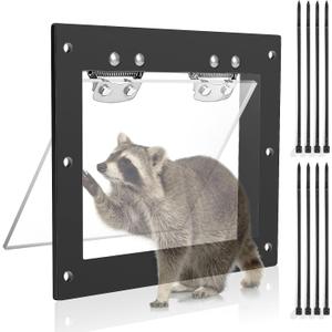 Raccoon One Way Eviction Door, Raccoon Trap Live Catcher, The Raccoon Trap Contactless Excluder for Attics, Under Decks, and Chimneys, DIY Installation(with 8 Tie Tapes), 8.3x10.6 IN