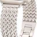Minyee Compatible with Apple Watch Band 41/40/38/42mm Women, Dressy Stainless Steel Metal Adjustable Chain Strap Link Bracelet Wristband for iWatch Series 11 10 9 8 7 6 5 4 3 2 1 Ultra SE