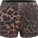 Floerns Women's Sequin Cheetah Print Rave Outfits Y2k Mini Micro Shorts (Brown) S
