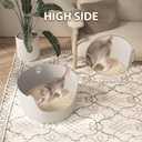 High Sides Low Entry Large Litter Pan (21.6x21.6x13.1 Inches), All-in-One Easy to Clean Plastic Litter Box for Kittens, Elderly & Large Cats, Doubles as Stylish Cat Bed, Grey