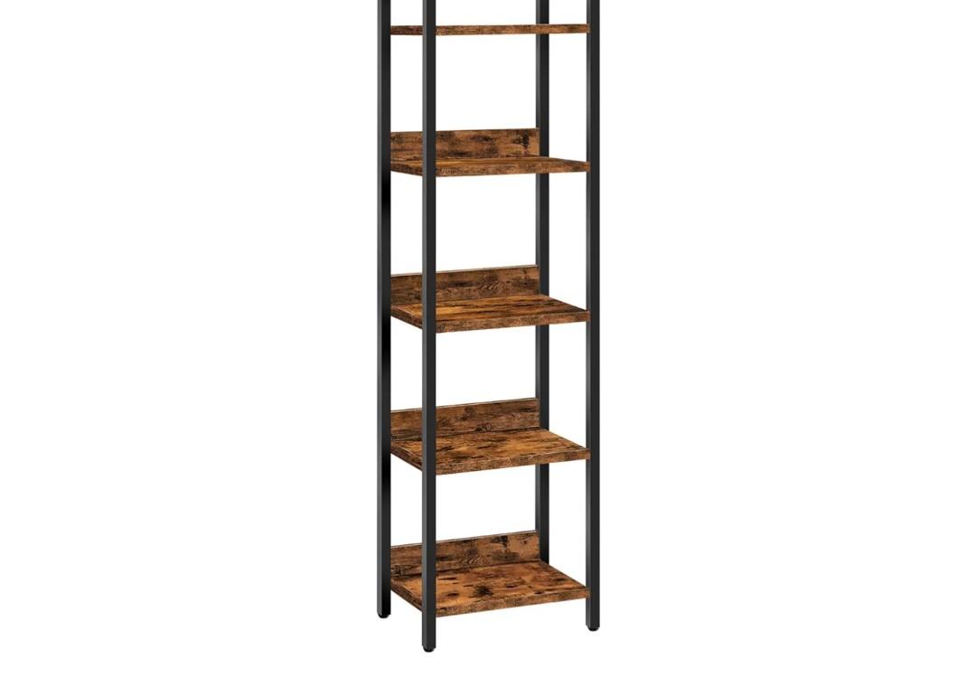 MAHANCRIS Bookshelf, 5-Tier Bookcase, Standing Book Shelf for Small Space, Storage Shelf Organizer, for Living Room, Bedroom, Study, Balcony, Rustic Brown and Black BKHR5501