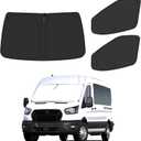 Front Windshield Side Window Sun Shade for 2015-2024 Fo-rd Transit Van High and Medium Roof, Foldable Window Sunshade Sun Visor Protector, Window Shades Blocks UV Rays Heat, Pack of 3