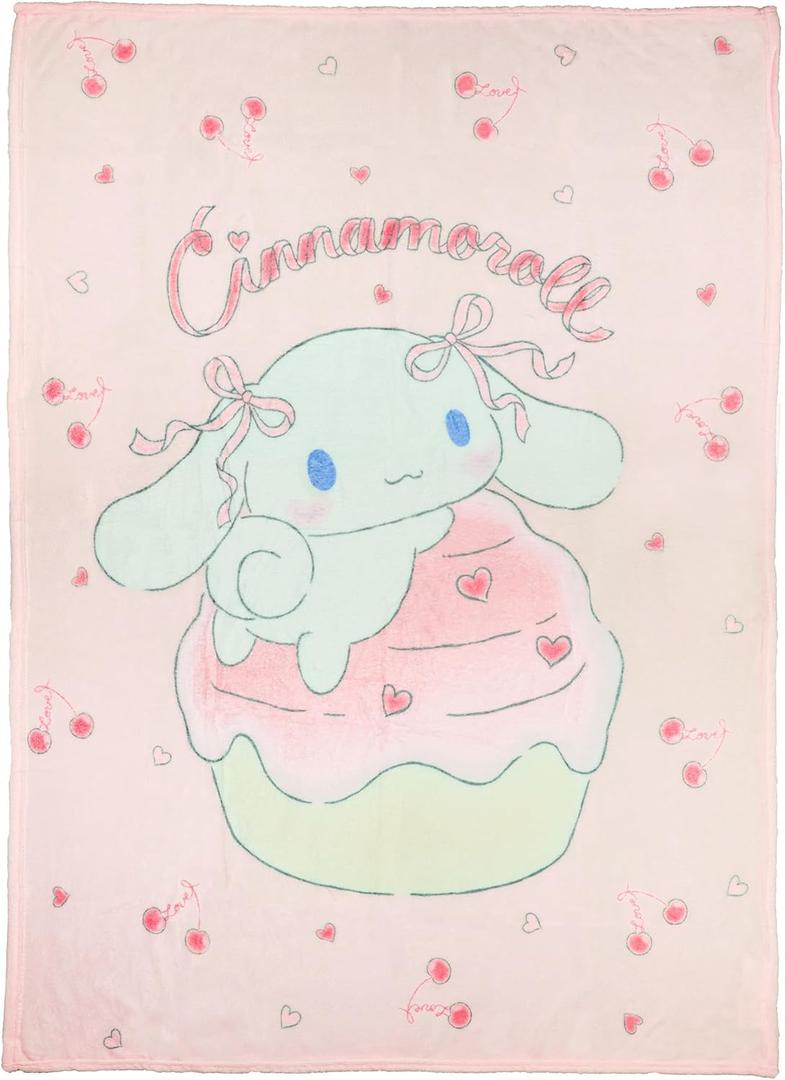Northwest Sanrio Hello Kitty and Friends Throw Blanket Cinnamoroll Cherry Cupcake Hearts 46"X60"