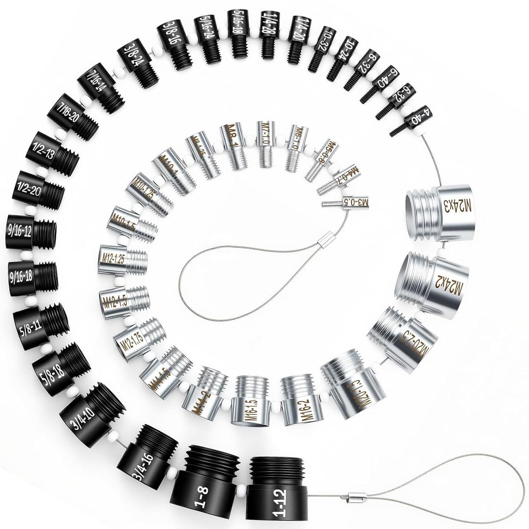 Nut and Bolt Thread Checker, Bolt Size Finder, 45 Male/Female Thread Gauges (24 Inch & 21 Metric) Thread Checker Standard and Metric, Bolts and Nut Identifier Gauge