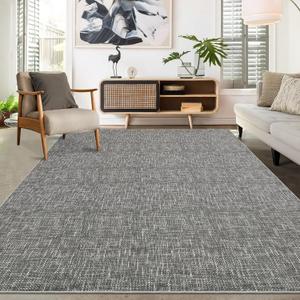 RUGSREAL 6x9 Large Bedroom Area Rug Soft Modern Area Rug for Living Room Non-Slip Stain Resistant Abstract Throw Floor Carpet Contemporary Rug Solid Color Accent Rug for Dining Room Office, Grey