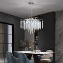 Tree Branch Chandelier Silver D23.7 Modern Round Raindrop Crystal Chandelier Ceiling Pendant Light Fixtures for Dining Room, Kitchen Island, Bedroom, Living Room