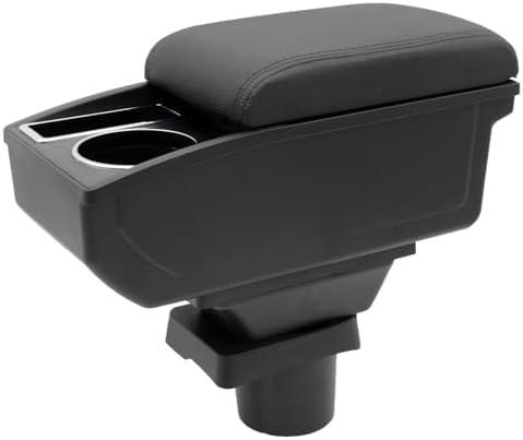 Car Armrest Box for Toyota Yaris Vitz 2006-2011 Auto Accessories Center Console Leather Arm Rest Double-Layer Storage Space with Cup Holder (Black Thread)