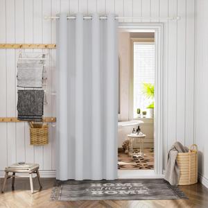 BGment Extra Long Doorway Room Darkening Curtains for Living Room, Privacy Sliding Door Bathroom Blackout Room Divider Curtains for Bedroom, Greyish White, Single Window Panels, W 52 x L 120 Inch
