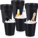 Layhit 24 Pcs Plastic Ice Buckets for Parties 3 Liters Wine Bucket Portable Ice Holder Disposable Wine Cooler for Party Wedding Party Beverages Champagne Soda and Beer (Black)