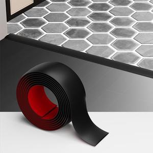 Greymond Floor Transition Strip - Self-Adhesive PVC Trim for Carpet to Flooring, Threshold Gap Cover (10ft x 1.57in, Black)