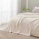 BEDELITE Fleece Blankets Queen Size Beige Throw Blankets for Bed, Luxury Plush Cozy Fuzzy Blanket 90x90 inches, Super Soft Warm Lightweight Throw Blanket All Seasons Suitable
