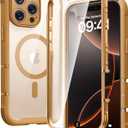 Diaclara Magnetic Designed for iPhone 16 Pro Max Case, Full Body Rugged with Touch Sensitive Anti-Scratch Screen Protector, Compatible with MagSafe, Soft Bumper Case for iPhone 16 Pro Max 6.9'', Brown