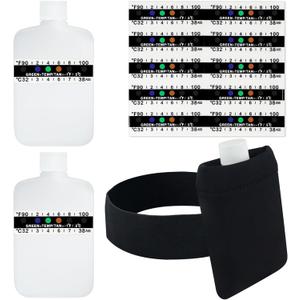 3oz Urine Test Complete Kit, 2 Smaller Translucent Portable Empty Bottle, Hidden Hi-Stretch Leg Strap and Thermal Sample Bag, 10 Temperature Test Strips, Urine Bottle Kit Test Practice at Home