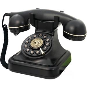 Retro Landline Phone for Home, TelPal Corded Black Old Fashion Phone, 1930's Push Button Antique Telephone, Large Button Vintage Telephone, Power Outage Safe, Redial Button, Classic Retro House Phones