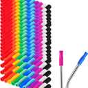 Zhehao 200 Pcs Silicone Straw Tip Multicolored Straw Tip Cover Reusable Silicone Cover Metal Tip for 6mm Outer Diameter Metal Stainless Steel, 11 Assorted Color