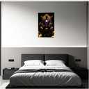 DOARTDO Black Man Wall Art Black and Gold Purple Pictures African American King Wall Decor Man Bedroom Painting Man Cave Canvas Prints for Men Framed (24.00" x 36.00")