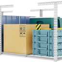 The Atlas 4 x 8 ft Adjustable Height Overhead Garage Storage Rack 900 lbs Heavy Duty Capacity White