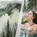 Litabel Dark Green Misty Pine Forest Shower Curtain, Mountain Foggy Woodland Scenery Tree Shower Curtains for Chic Rustic Bathroom, Abstract Modern Waterproof Nature-Themed Decor, 72x72 Inches