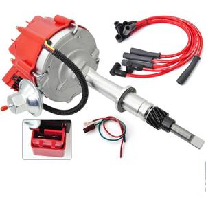HEI Ignition Distributor 6522R with Red Plug Wires Compatible with Chevy Inline 6 Cylinder 230 250 292, Amc/Jeep 232&258 1956-1990 Replace# 164-15AZ, 841697, 301697