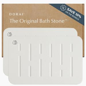 Dorai Home Bath Stone Mat 23.6"x15.4" (2-Pack)  Quick-Dry, Non-Slip Diatomite Stone Bath Mat, Rain Sandstone