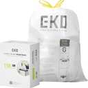 EKO 21 Gallon / 50-90 Liter,110 CountDrawstring Trash Bags, Extra-Strong Unscented Garbage Bags, Easy-Dispense Roll for Kitchen & Household Use, Resists Tears, Leaks and Punctures, Code G, White