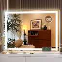 Hasipu Vanity Mirror with Lights, 28" x 20" LED Makeup Mirror, Lighted Makeup Mirror with Dimmable 3 Modes, Touch Screen Control Vanity Mirror Square White