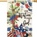 AVOIN colorlife Memorial Day Patriotic 4th of July House Flag 28x40 Inch Double Sided Outside, Flowers Cross Yard Outdoor Decoration