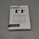 Emerson Essentials Soap Dispenser, Dish Soap Dispenser, Soap Dispenser Bathroom Set, Hand Soap Dispenser, Kitchen Soap Dispenser Set, Glass Soap Dispenser with Pump and Labels | 16 Oz 2-Pack (Amber | Black)