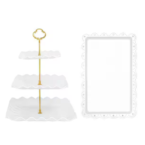 3-Tier White Dessert Display Cake Stand with Serving Tray for Tea Parties, Birthdays, and Baby Showers (5-Pack)