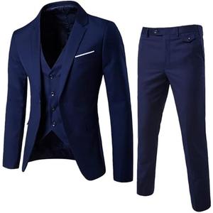 Men's Suits 3 piece Slim Fit Wedding Prom Set, 4XL, Blue