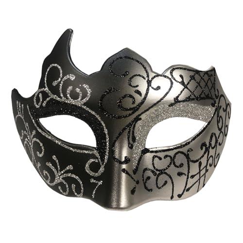 Yimianshou Masquerade Mask for Men Venetian Mardi Gras Masquerade Ball Mask(Men's-Silver)