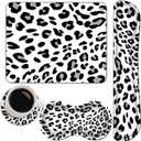 Keyboard Wrist Rest + Mouse Pad + Mouse Wrist Rest Support + Coaster Set, Ergonomic Memory Foam Mouse and Keyboard Pad Set for Laptop Computer Office Home Working Gaming,Leopard Print