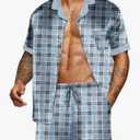 Ekouaer Men Satin Silk Pajamas Set with Pockets Sleepwear Shorts Satin Summer Loungewear 2 Piece Button Down Set S-3XL Size 2XL