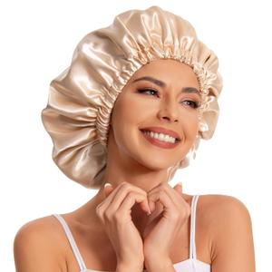 Satin Bonnet Silk Bonnet Hair Bonnet for Sleeping-Slouchy Beanie Hat Satin Sleep Cap for Women's Natural & Curly Hair(Champagne)