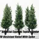 35" Artificial Cypress Topiary Cedar Topiaries for Indoors & Outdoor UV-Resistant Rated with Spike. Easy to Push in The Ground 3FT Home Garden Decor Set of 2