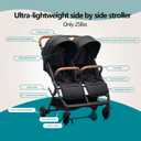 Double Tandem Stroller for 2 Kids Side by Side - Ultra-Lightweight Self-Standing, Multi-Position Recline, UPF50+ Canopy, All-Terrain Shock Absorption, Large Storage, Easy Fold for Travel