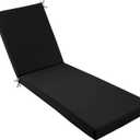 idee-home Chaise Lounge Cushions Outdoor, Lounge Chair Cushions for Patio Furniture Weather and Stain Resistant for Lawn Pool (72"L x 21"W x 3" T, Black)