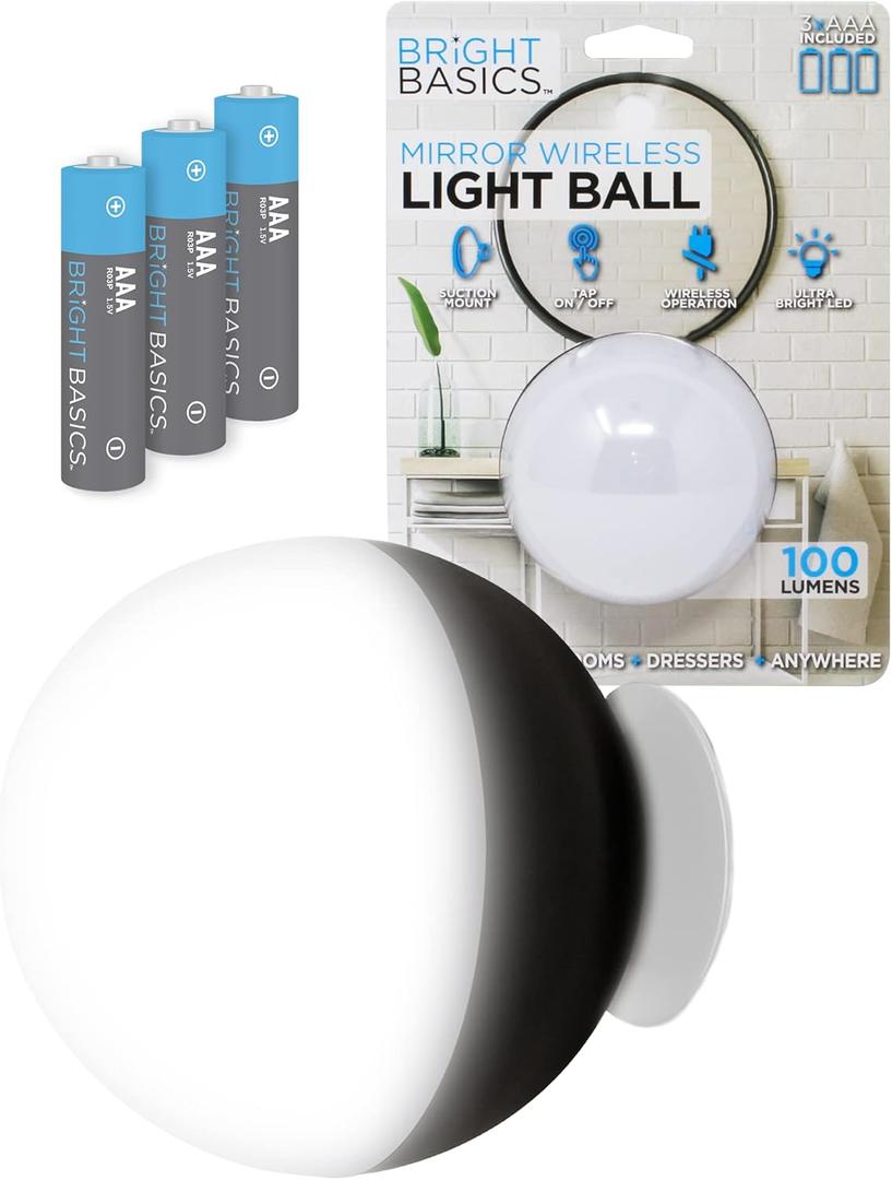 Bright Basics Ultra Bright LED Vanity Light Portable Wireless Ball Lamp Mirror Lights
