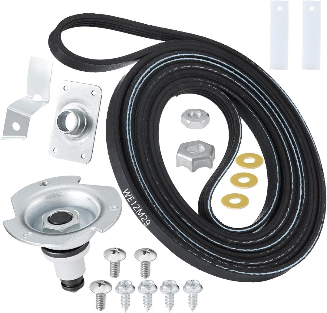 WE25X205 WE25M40 Dryer Drum Bearing Replacemnt Kit Contains WE12M29 Drum Drive Belt WE1M333 Drum Bearing Slide - Compatible With GE Hotpoint Replaces AP2619300,784658,PS267529