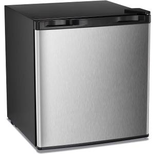 Antarctic Star Upright Freezer 1.1 Cu.ft, Compact Mini Freezer with Reversible Single Door, Temperature Control, Removable Shelves, Small freezer Stainless Steel for Home, Silver