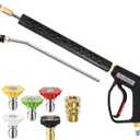 YAMATIC Pressure Washer Gun 5000 PSI - 3/8" Swivel Plug & M22-14mm Coupler, Power Washer Extension Wand Trigger Handle with 1/4" Quick Connect for Foam Cannon Car Wash