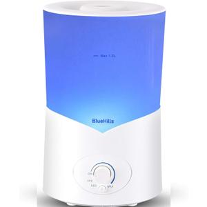 BlueHills Large 1000 ML XL Essential Oil Diffuser White Aromatherapy Humidifier 1 Liter Capacity for Big Living Area Baby Room Home Long Run Huge Coverage Area High Mist Large Size 1L A1