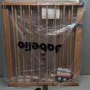 Babelio Metal Auto Close Baby Gate PressGuard P7, 29"-55" Wide Extra Wide Pet Gate for The House and Doorways, Pressure Mounted Walk Thru Child Gate with Door, Brown Wood Pattern