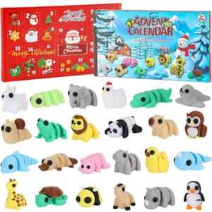 Advent Calendar 2025 Mini 3D Printed Animals Set, 24 Days Christmas Countdown Calendar, 3D Printed Animal Articulated Flexible Fidget Toy, Cute Tiny Animals for Boys Girls Christmas Party Favors Gifts