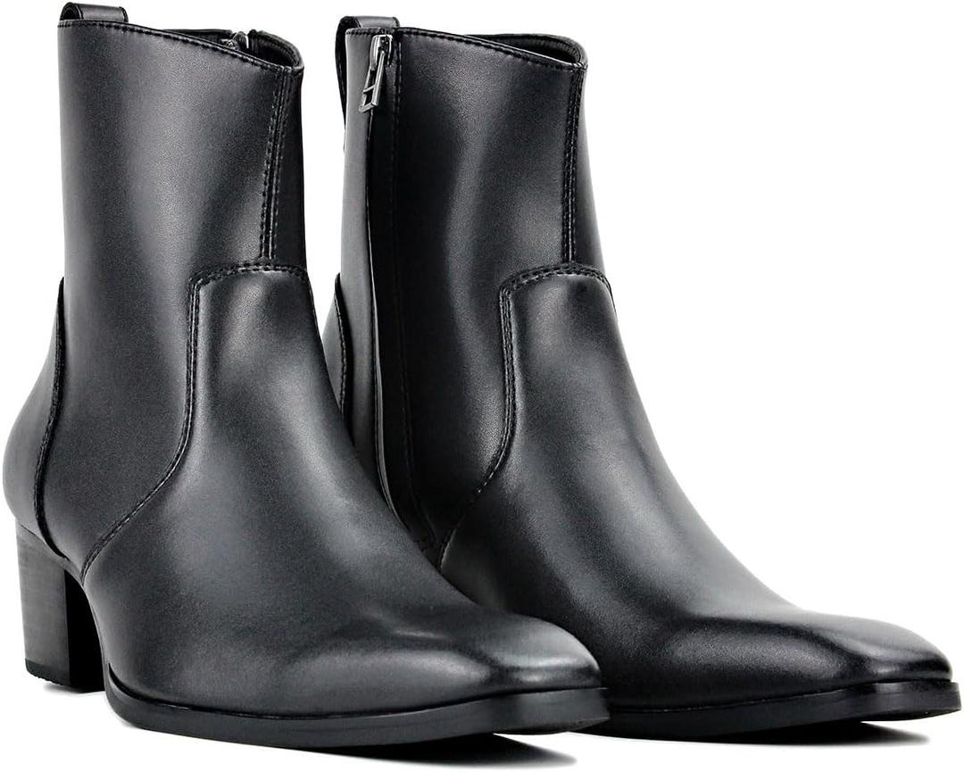 Dress Boot for Men Casual Chelsea Combat Ankle Casual Walking Motorcycle Boots Black (11)