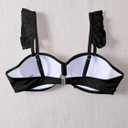 ZAFUL Women Push Up Bandeau Bikini Top Strapless Swimsuit Solid Twist Front Bathing Suits Tube Top (Black, M)