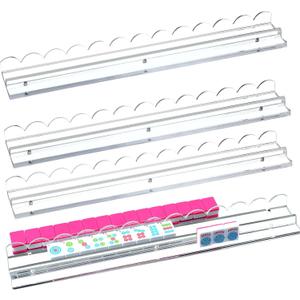 Soulchen 4 Pack Mahjong Tile Rack & Pusher Set, Acrylic Holders, Magnetic Mahjong Racks for Organizing Tiles, Easy to Use for Home Game Nights(Scalloped Edge, Clear), 17.72 x 2.36 inches
